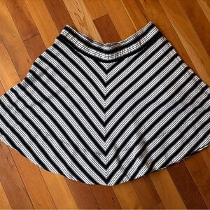 LOFT Black and White Striped A-Line Skirt size XS